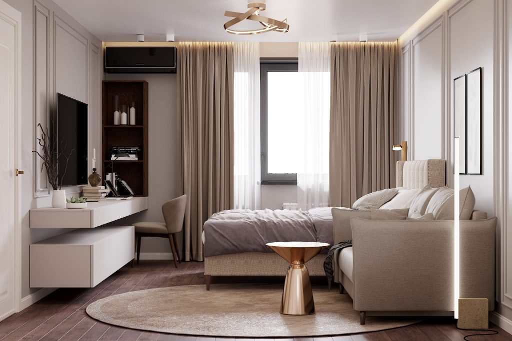 Спальня в однокомнатной квартире: варианты планировки спального места в однушке