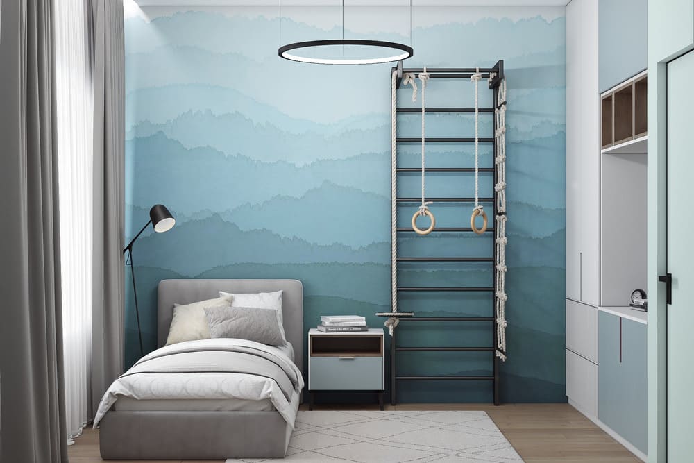 Детская комната в нежно-голубых тонах в современном стиле