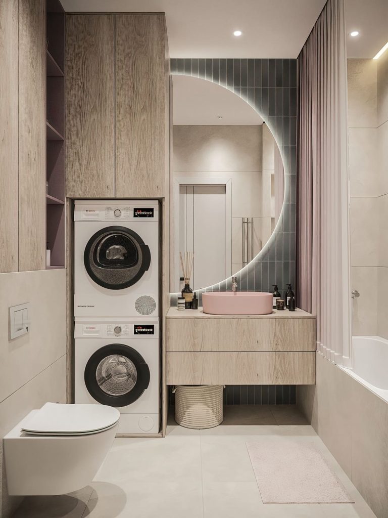 Маленькая постирочная: эффективное использование каждого сантиметра